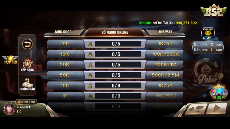 Bàn chơi Poker cho phép 2 đến 9 người tham gia đấu trí, so tài chiến thuật